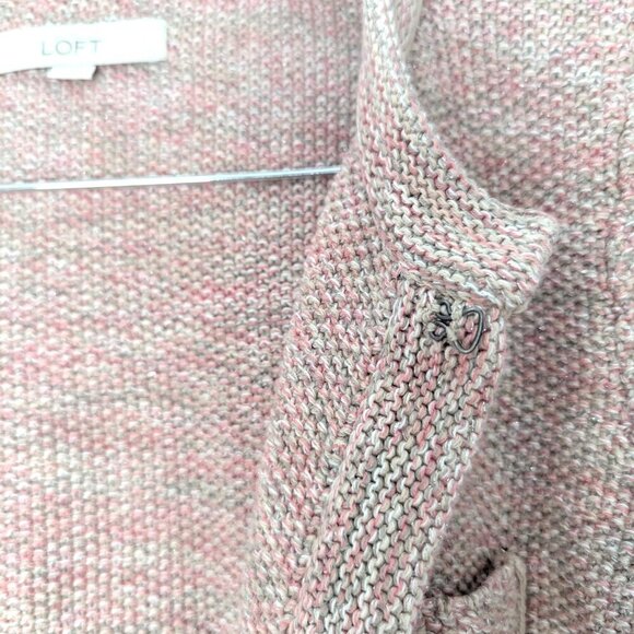 Ann Taylor Loft Pink and Silver Knit Cotton Blend Crop Sweater Jacket - Picture 9 of 13